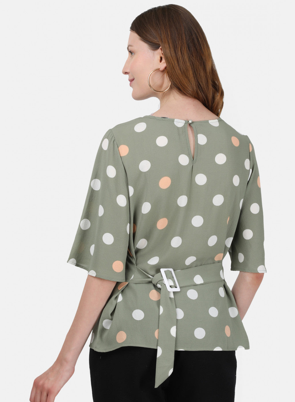 Womens Light Green Printed Top