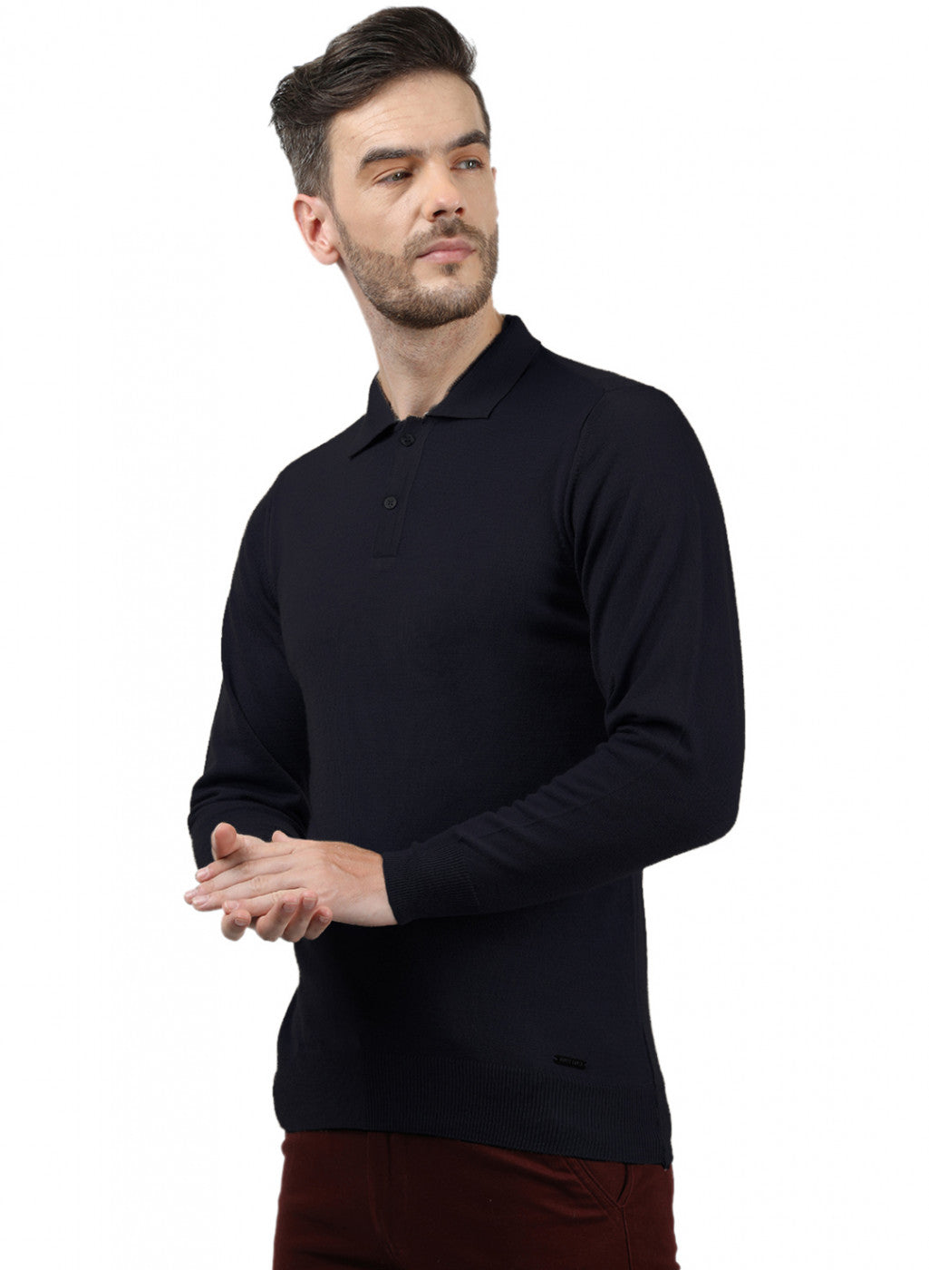 Men NAvy Blue Collar T-Shirt