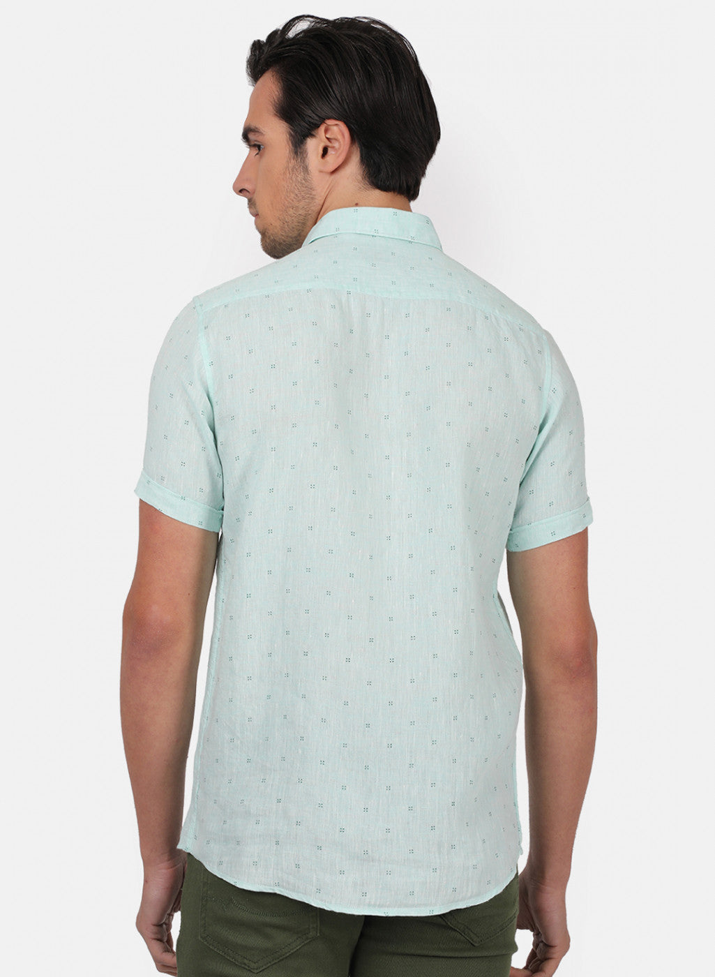 Men Blue Printed Linen Shirt