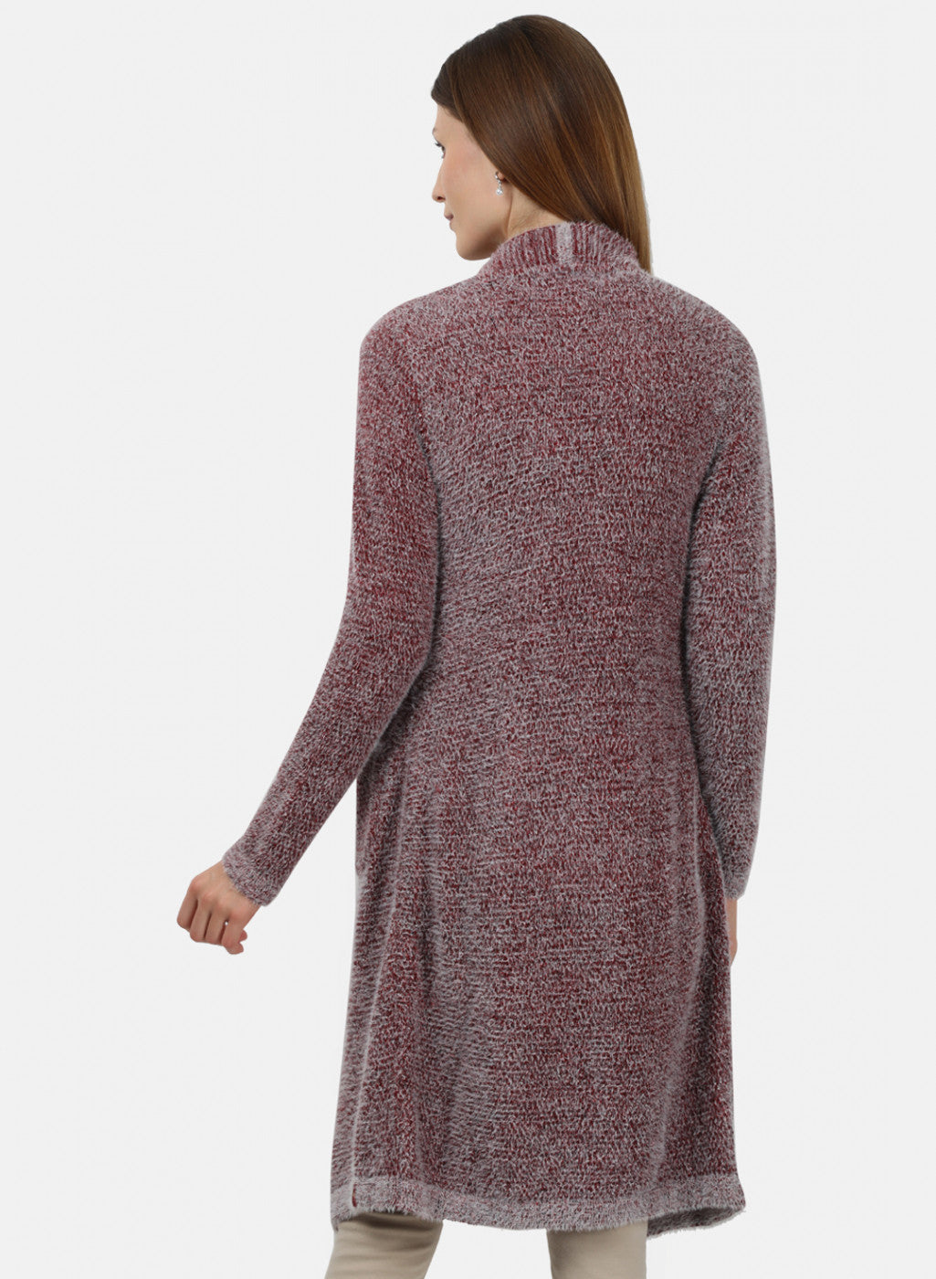 Women Maroon Solid Cardigan