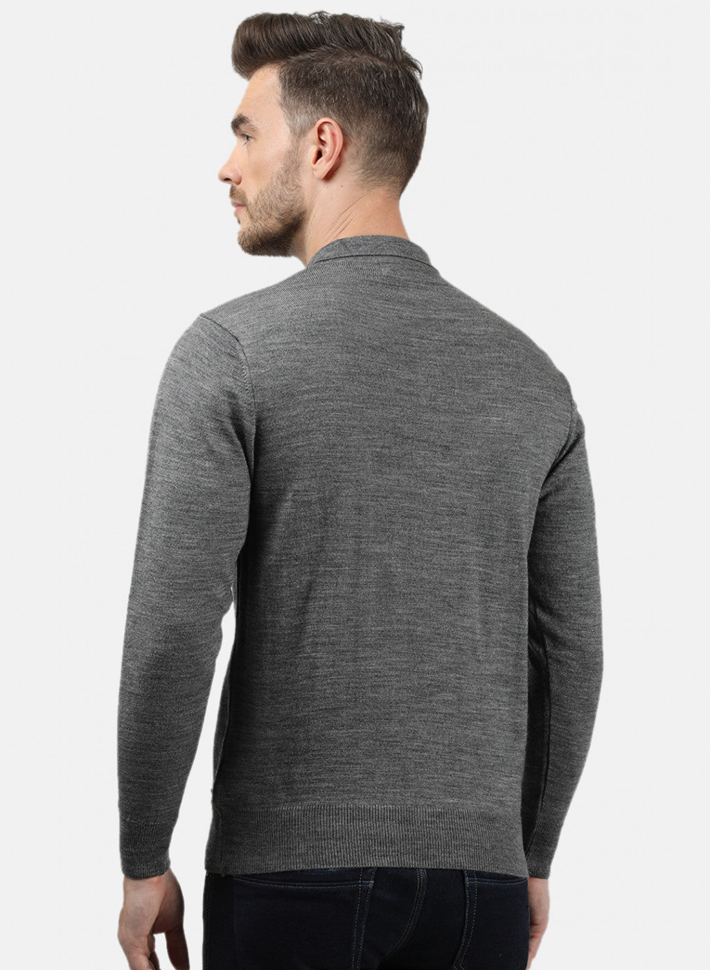 Men Grey Collar T-Shirt