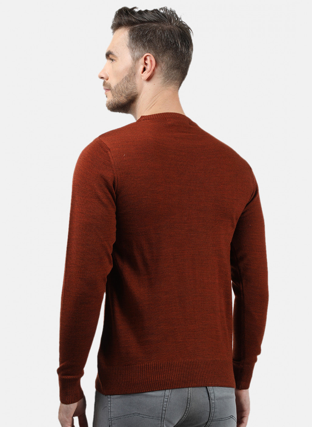 Men Brown Solid Pullover