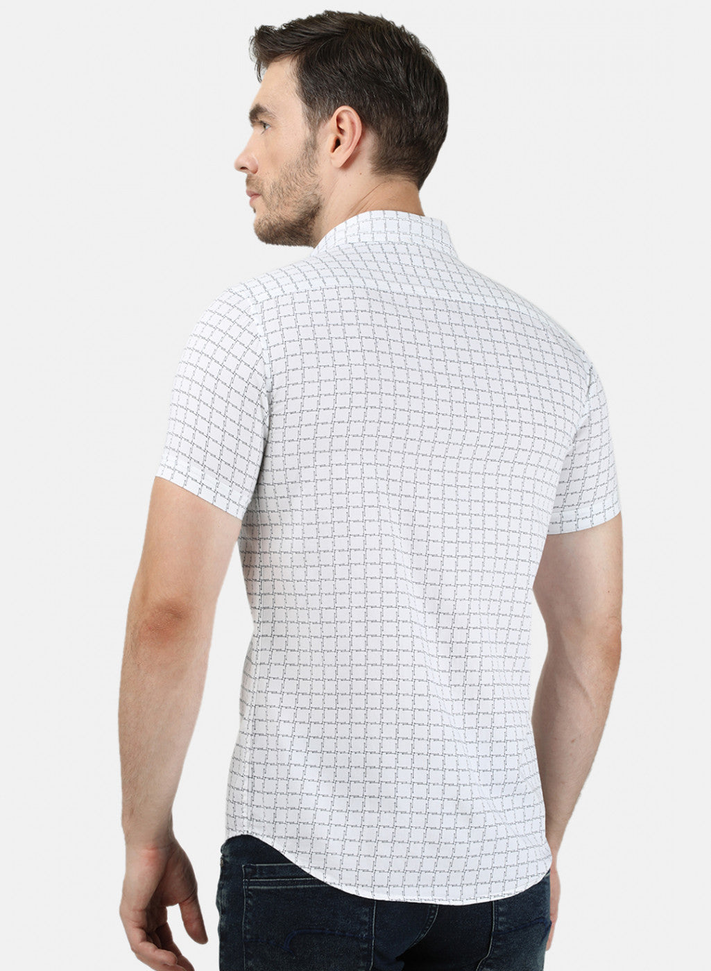 Mens White Printed Shirt