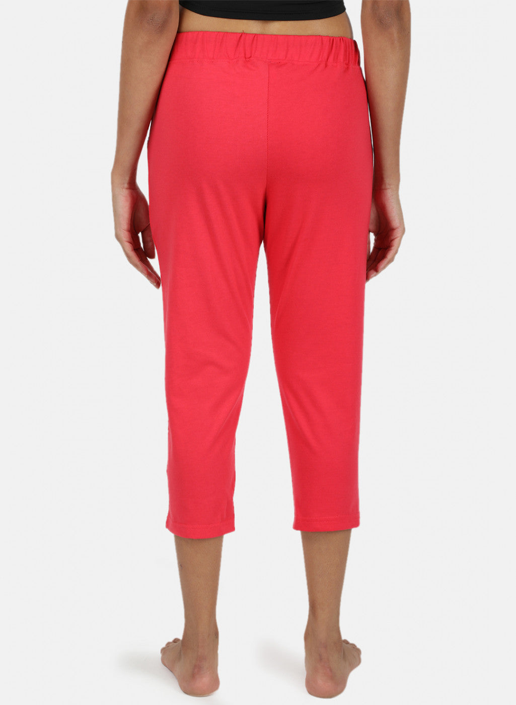 Womens Dark Pink Plain Capri
