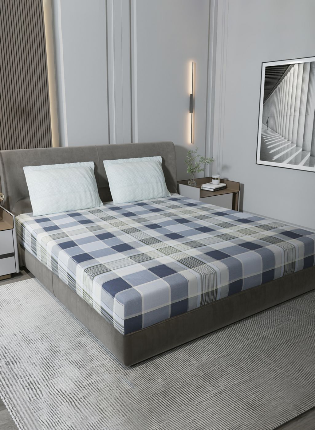 200TC Pure Cotton King Bedsheet with 2 Pillow Covers