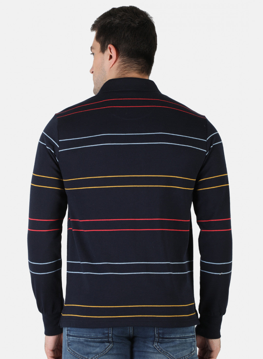 Men NAvy Blue Stripe T-Shirt