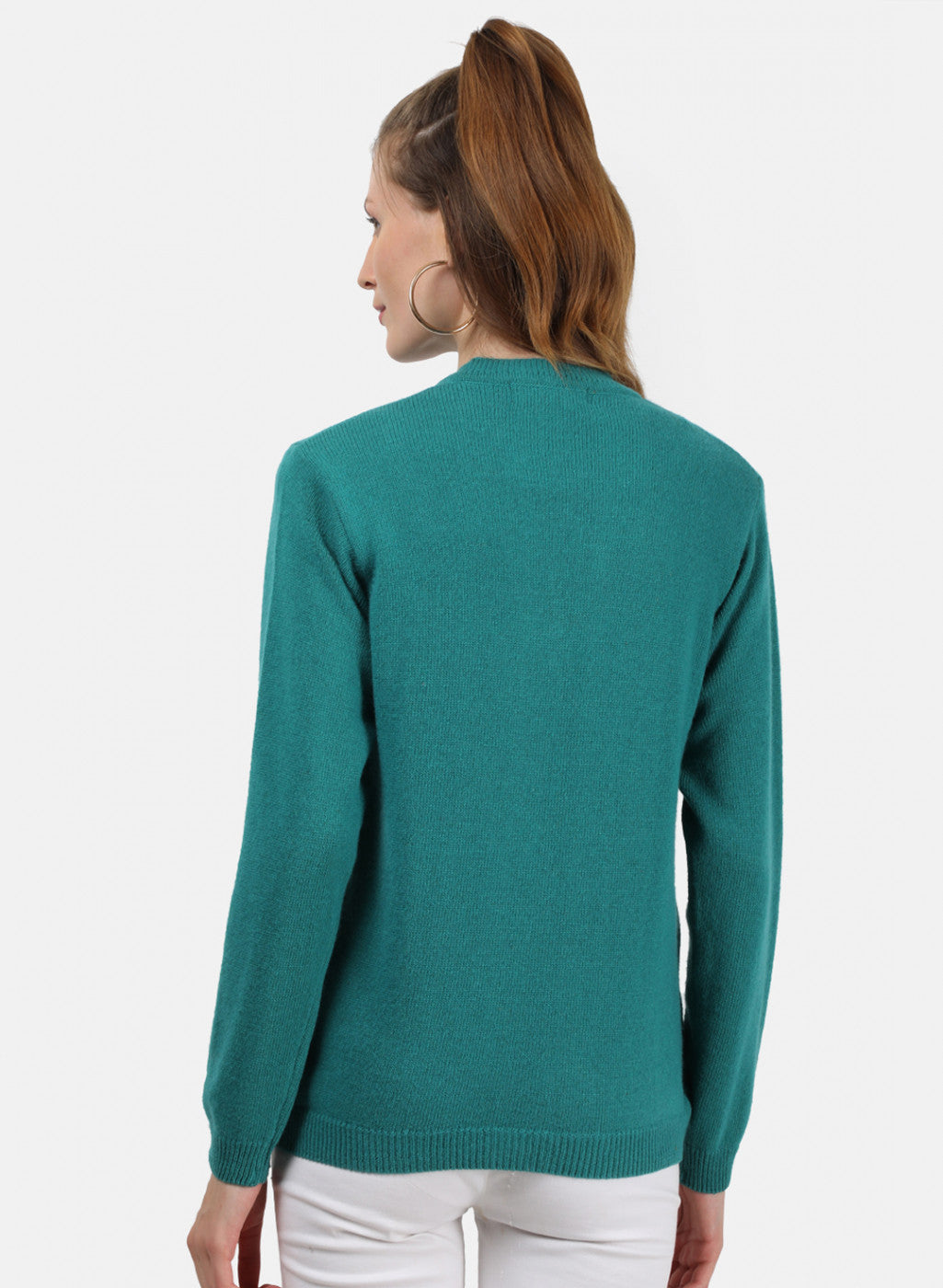 Women Sea Green Solid Cardigan