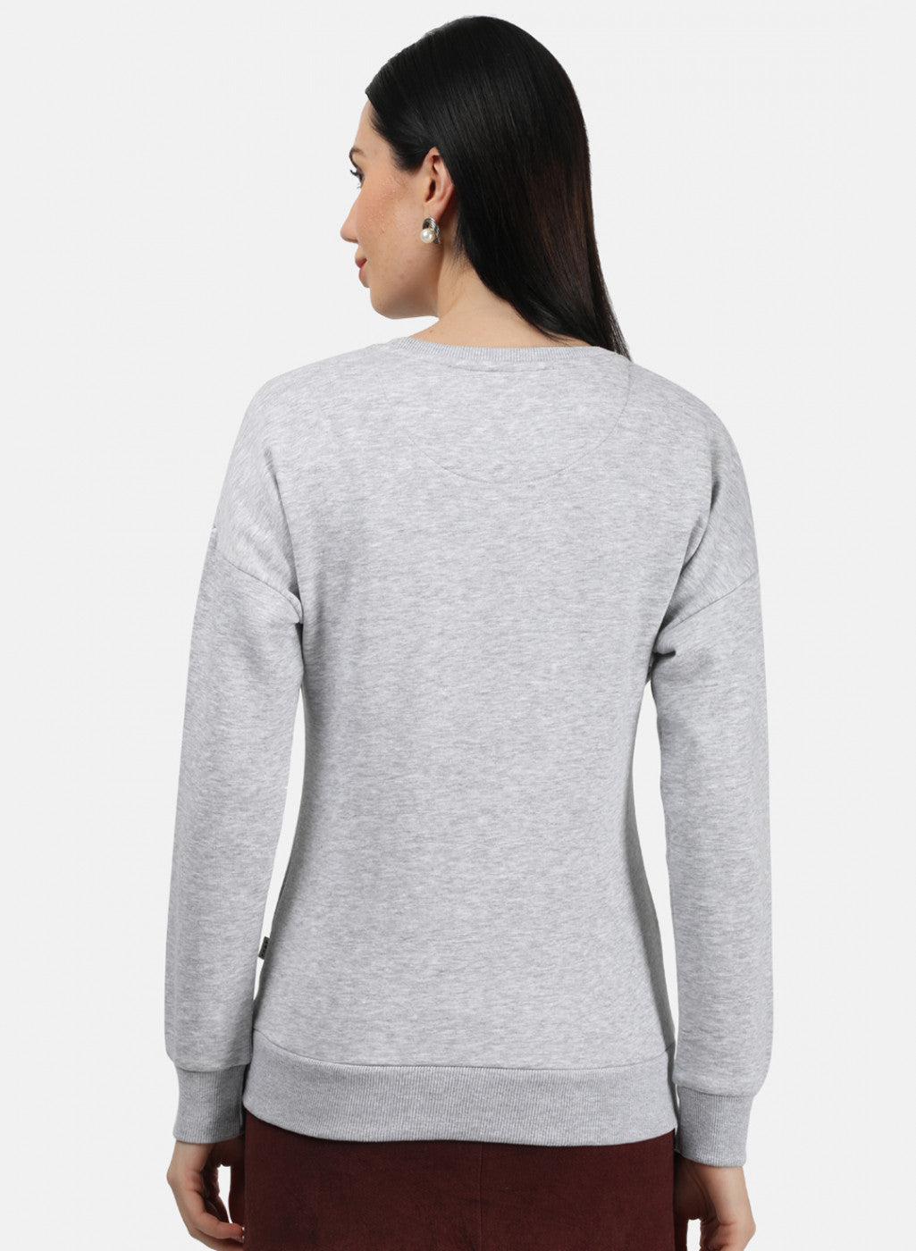 Women Grey Plain Sweatshirt