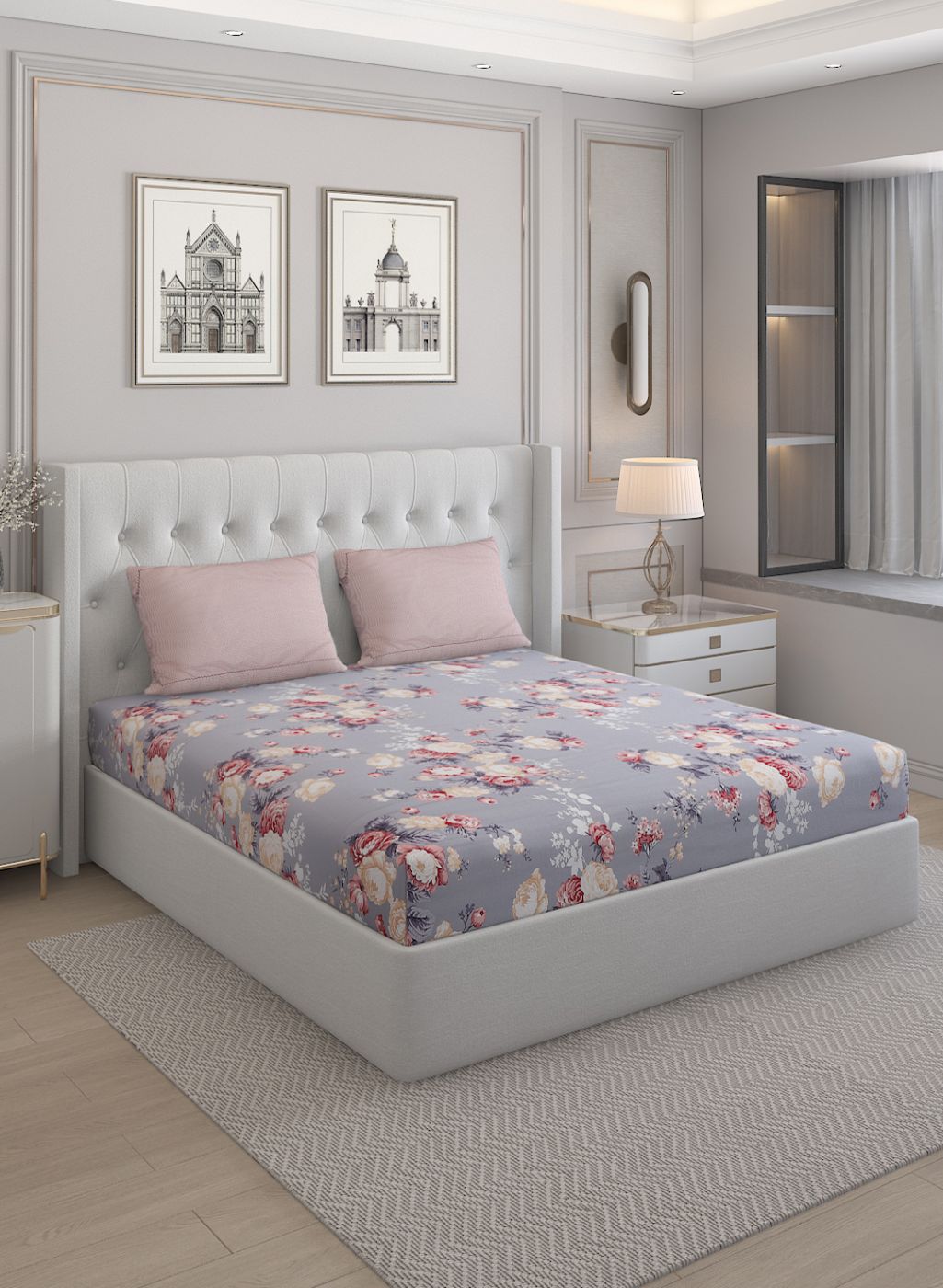 200TC Pure Cotton Queen Bedsheet with 2 Pillow Covers