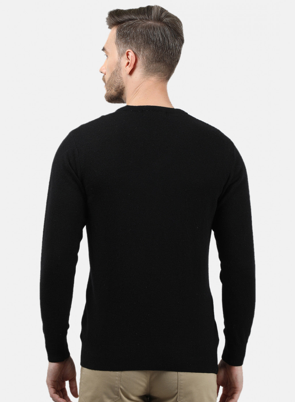 Men Black Solid Pullover