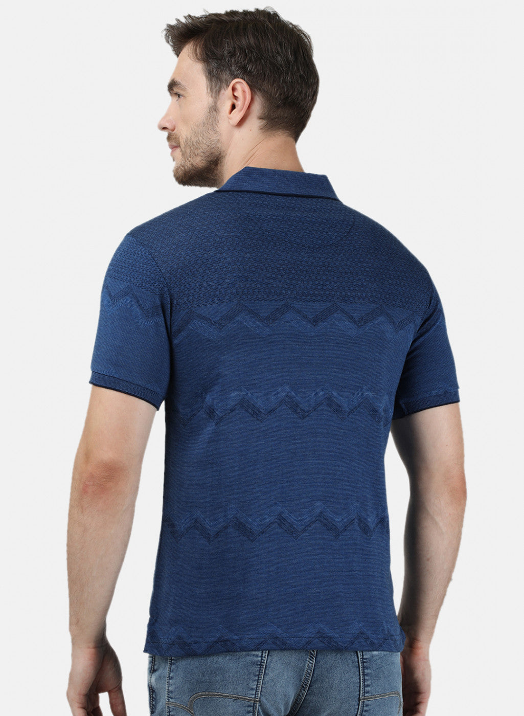 Mens NAvy Blue Stripe Collar T-Shirts
