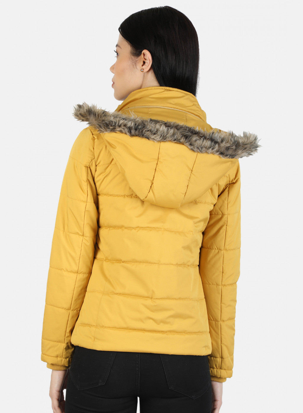 Women Mustard Plain Jacket