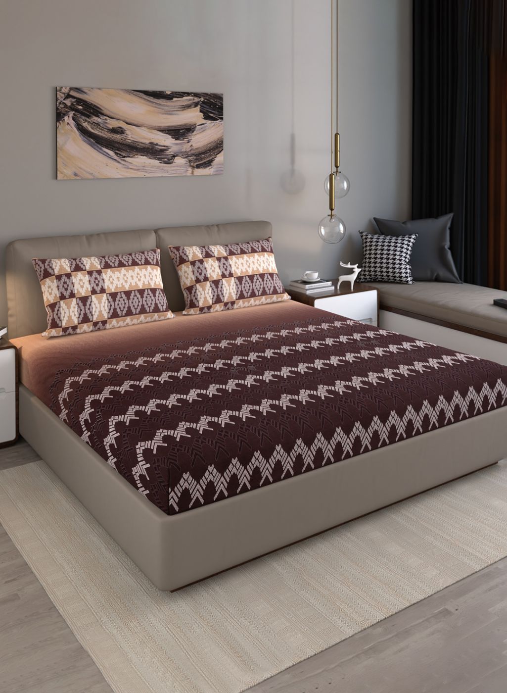 140TC Pure Cotton King Bedsheet with 2 Pillow Covers