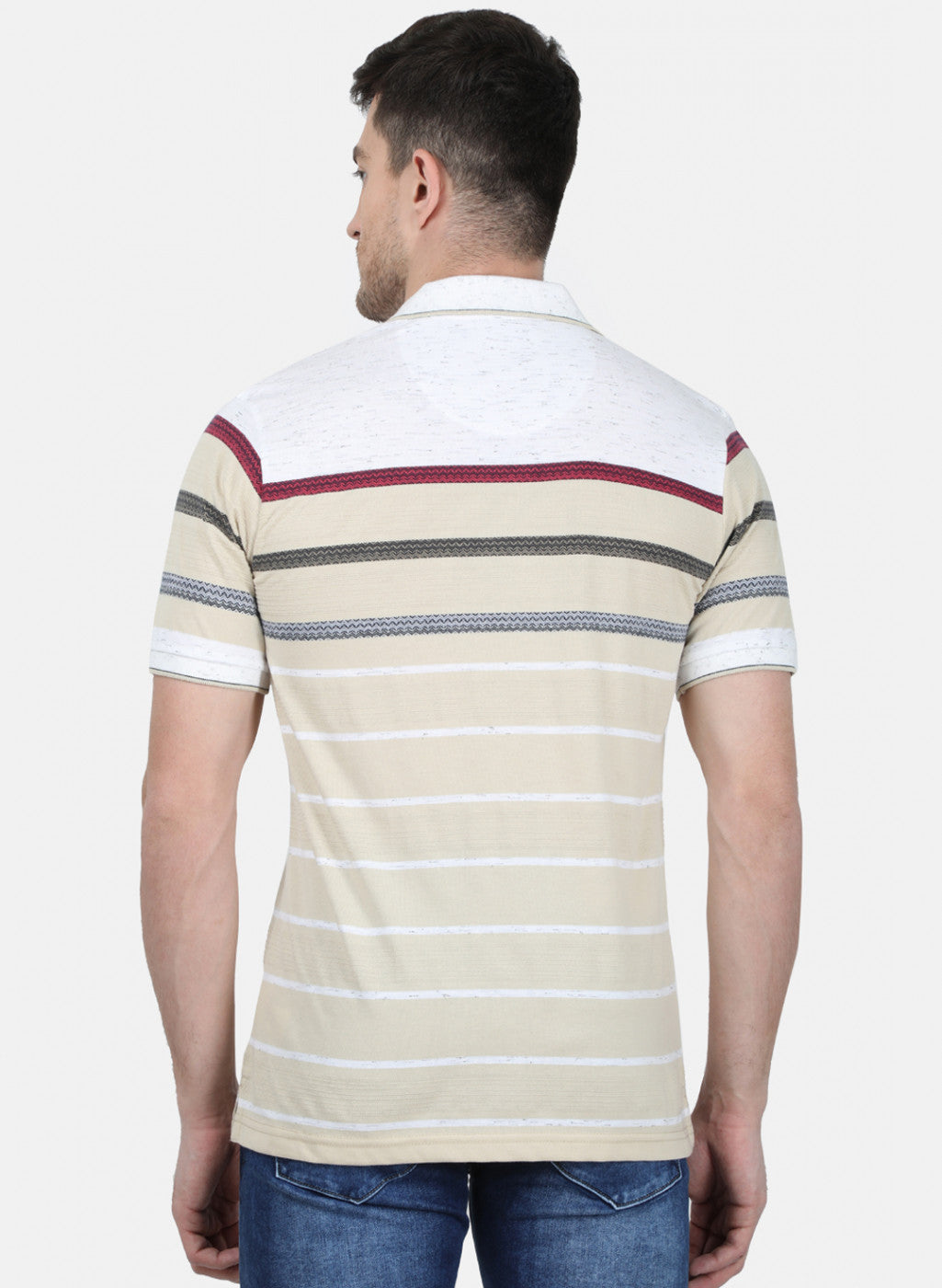 Mens Beige Stripe T-Shirt