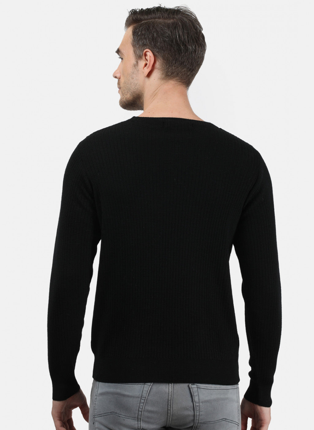 Men Black Solid Pullover