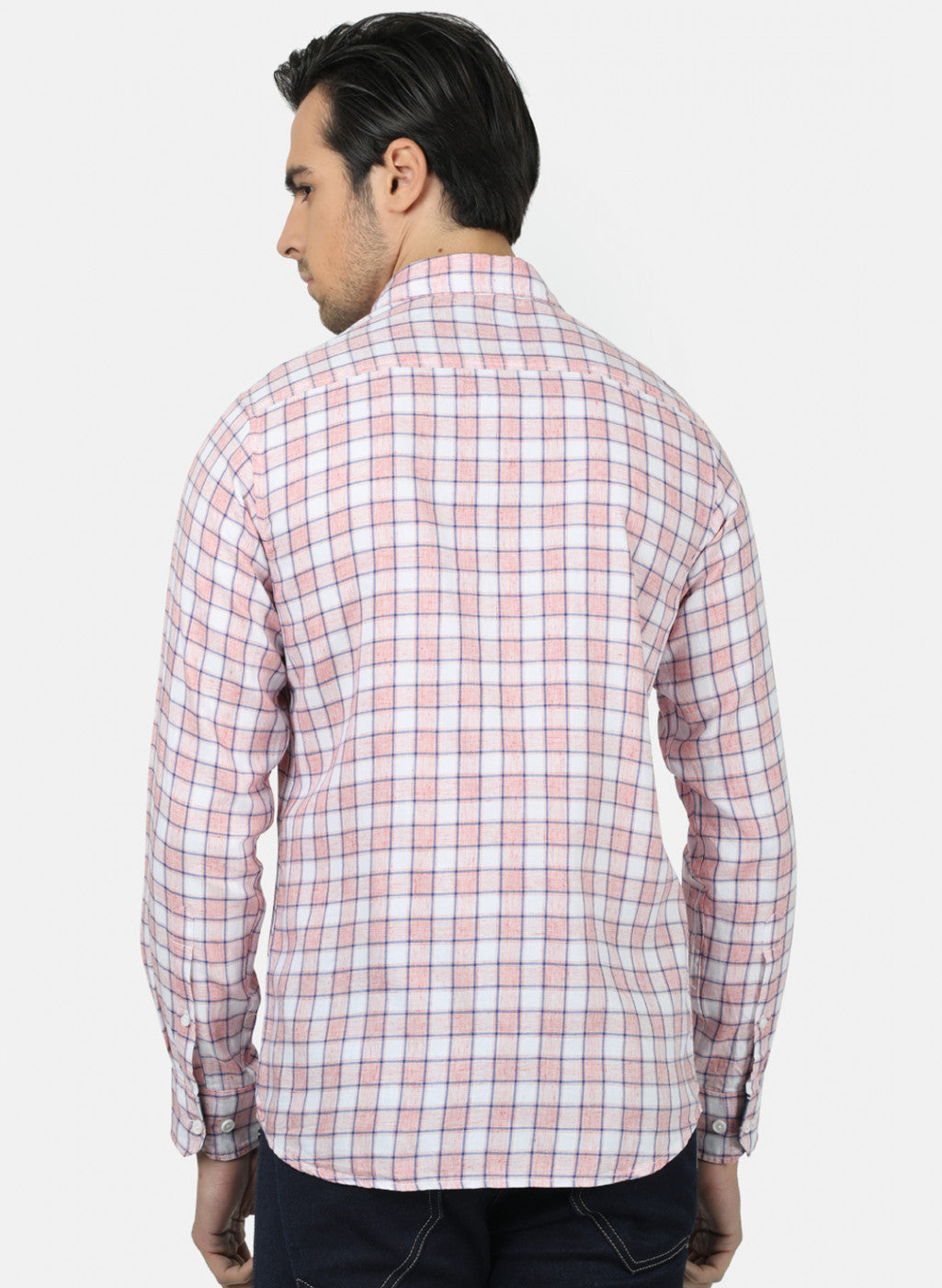Men Pink & White Check Shirts