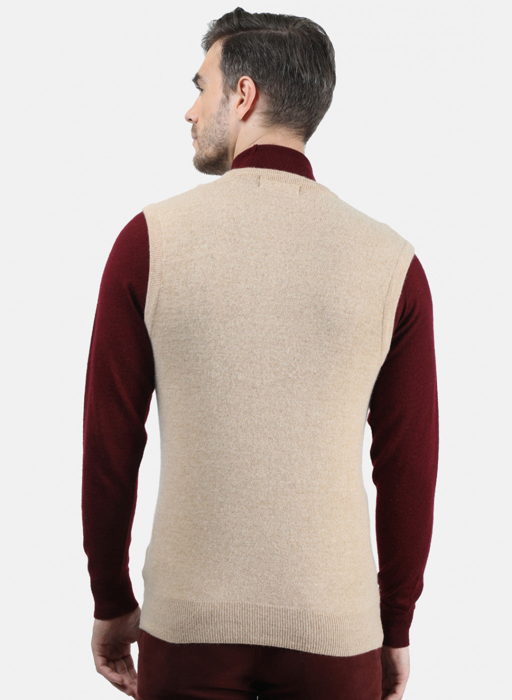 Men Beige Solid Sweater