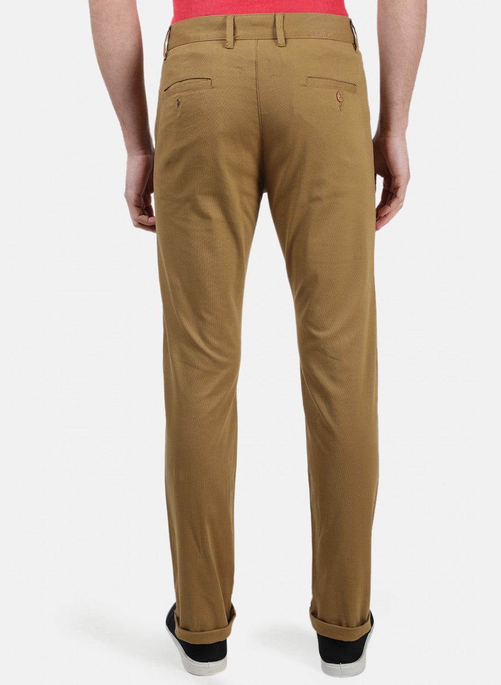 Men Mustard Plain Trousers