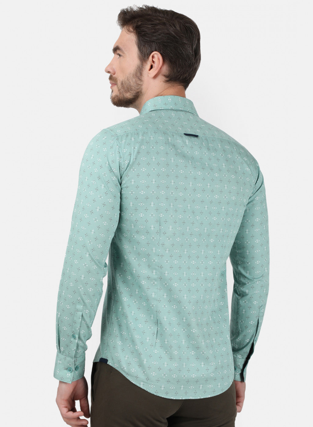 Mens Green Printed Shirt