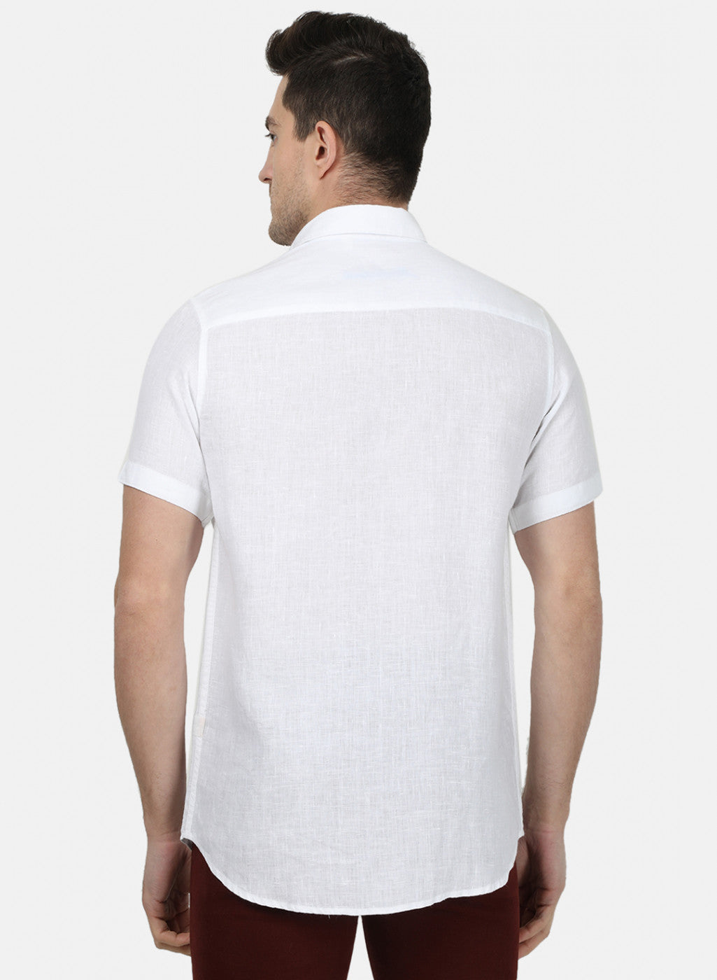 Mens White Solid Shirt