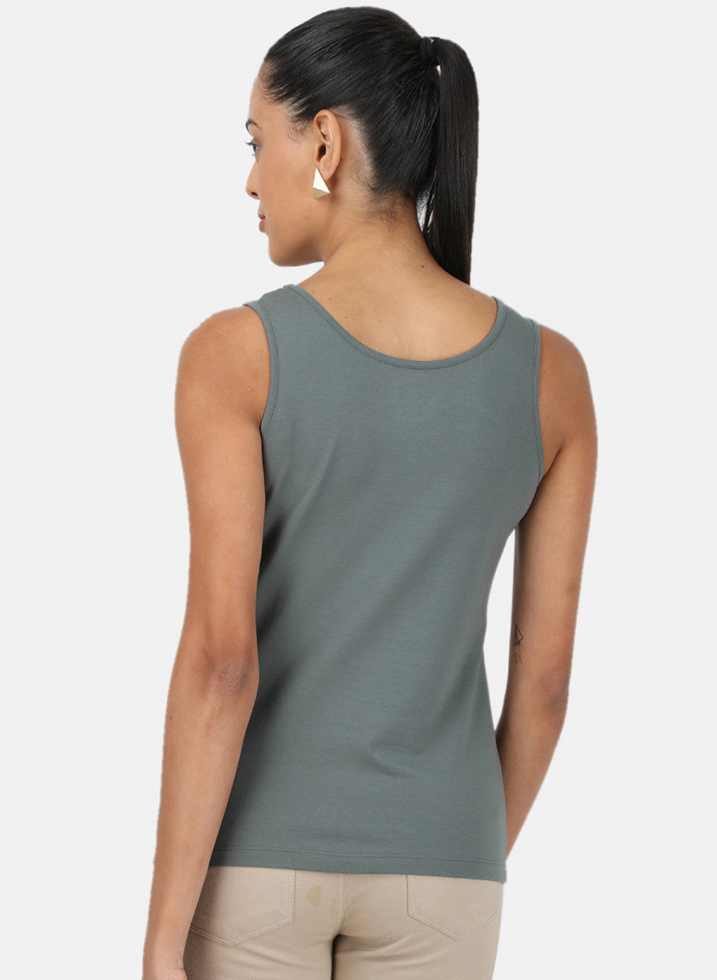Womens Grey Plain Spaghetti