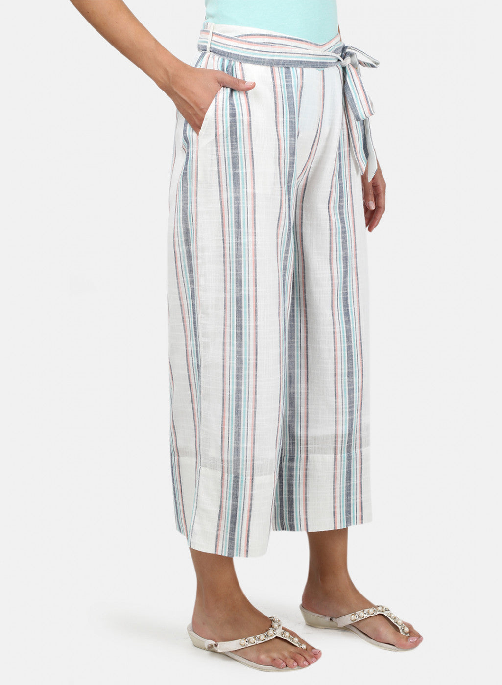 Womens White Stripe Plazoo