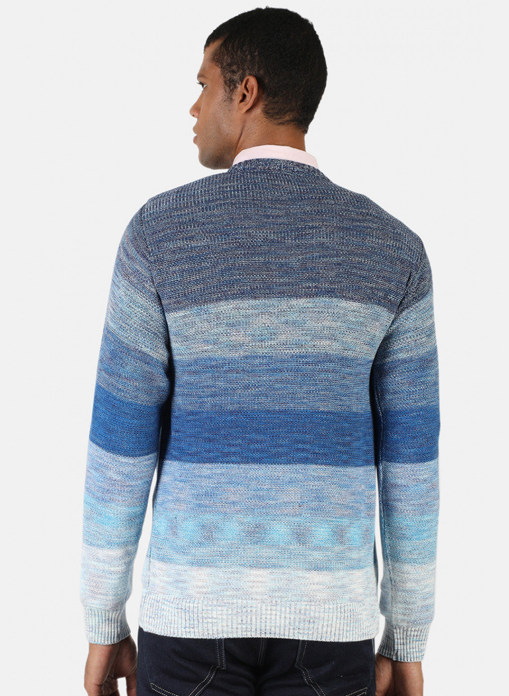 Men Grey & Blue Solid Pullover
