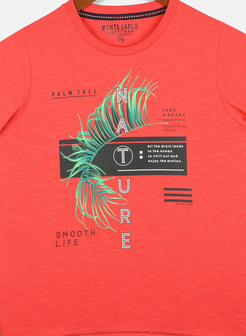 Boys Orange Printed T-Shirt