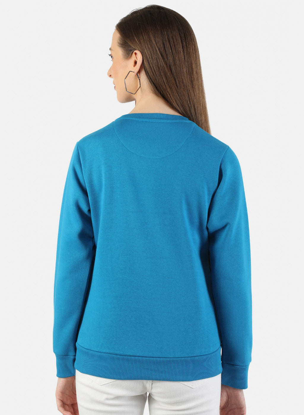 Women Blue Embroidered Sweatshirt