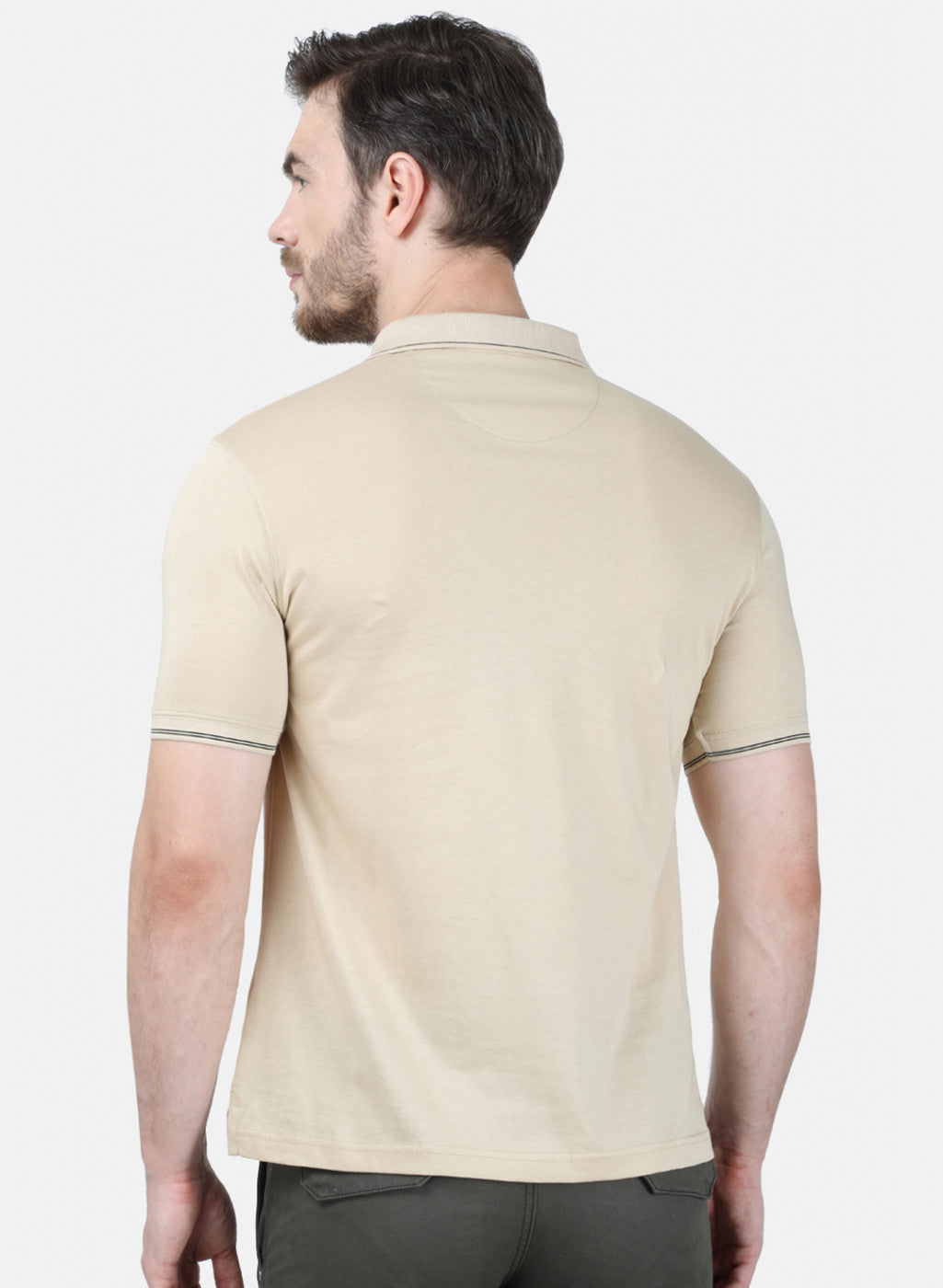 Mens Beige Plain T-Shirt