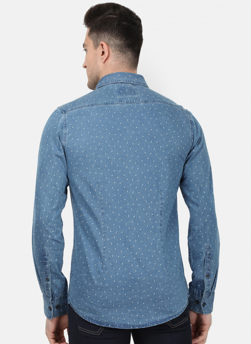 Mens Blue Printed Shirt
