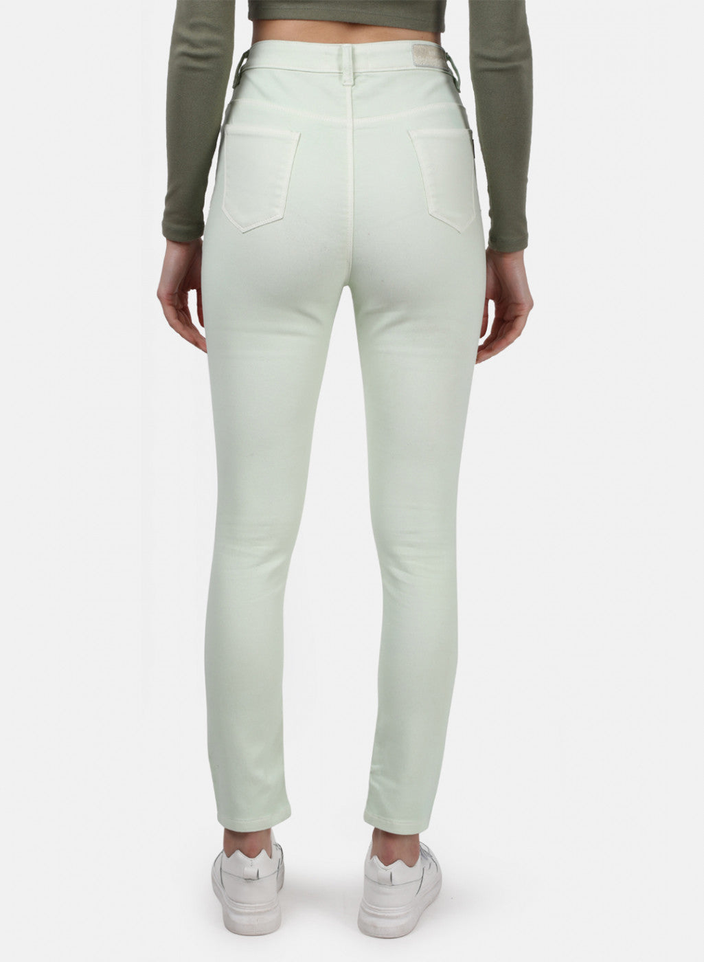 Womens Light Green Plain Denims