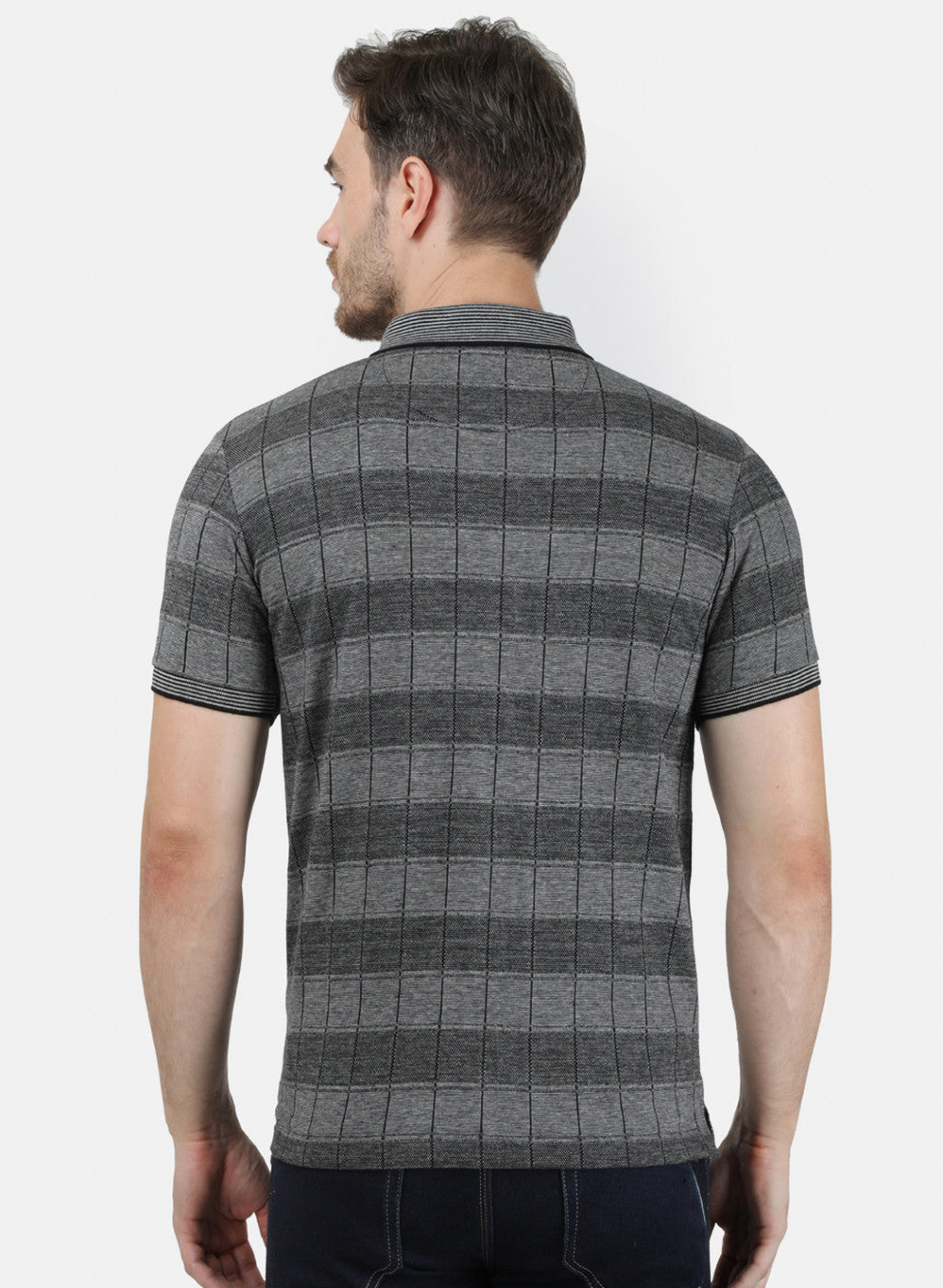 Mens Black Stripe Collar T-Shirts