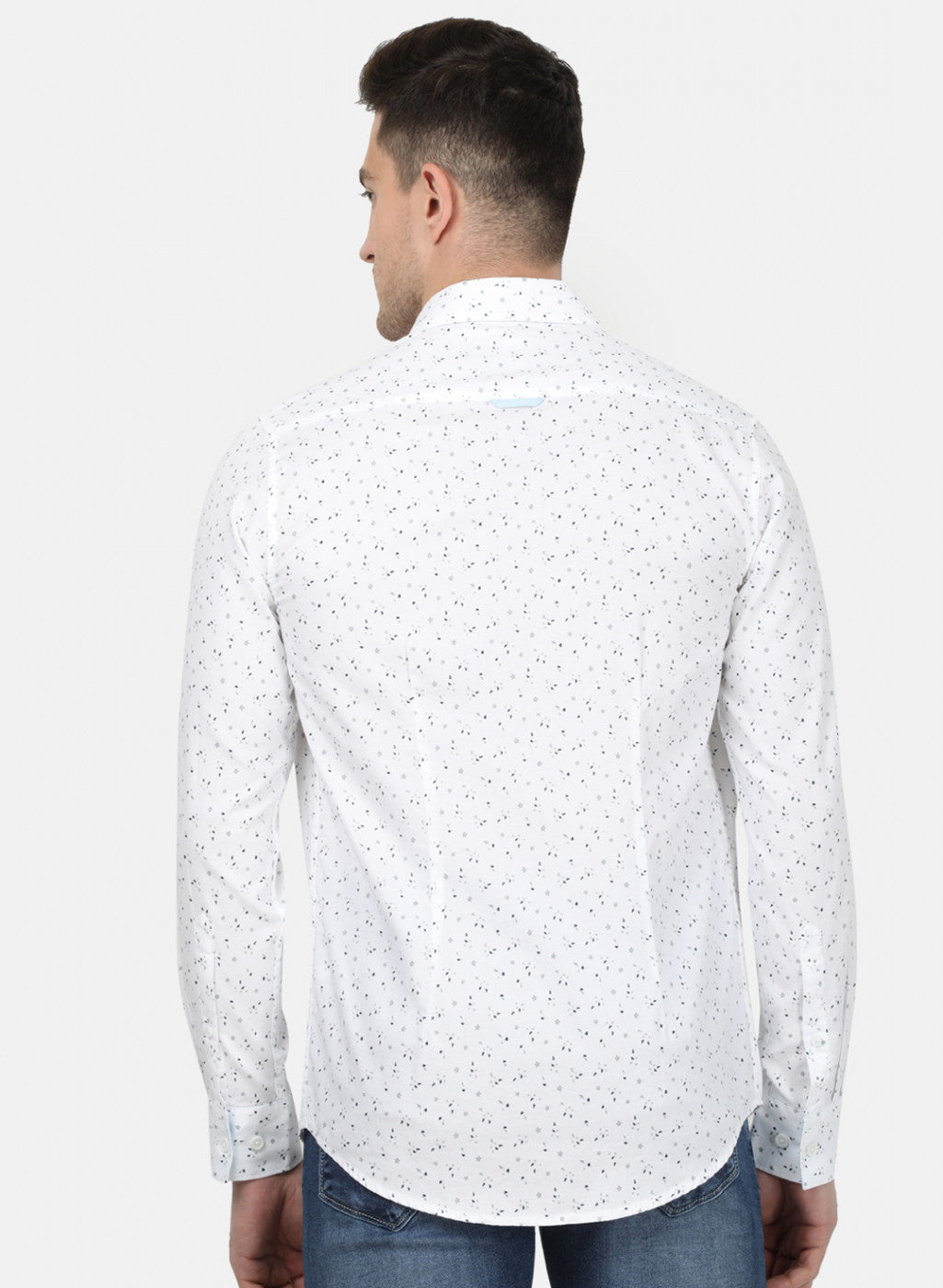 Mens White Printed Shirt