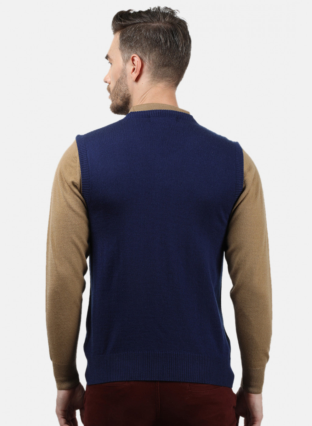 Men Blue Solid Sweater