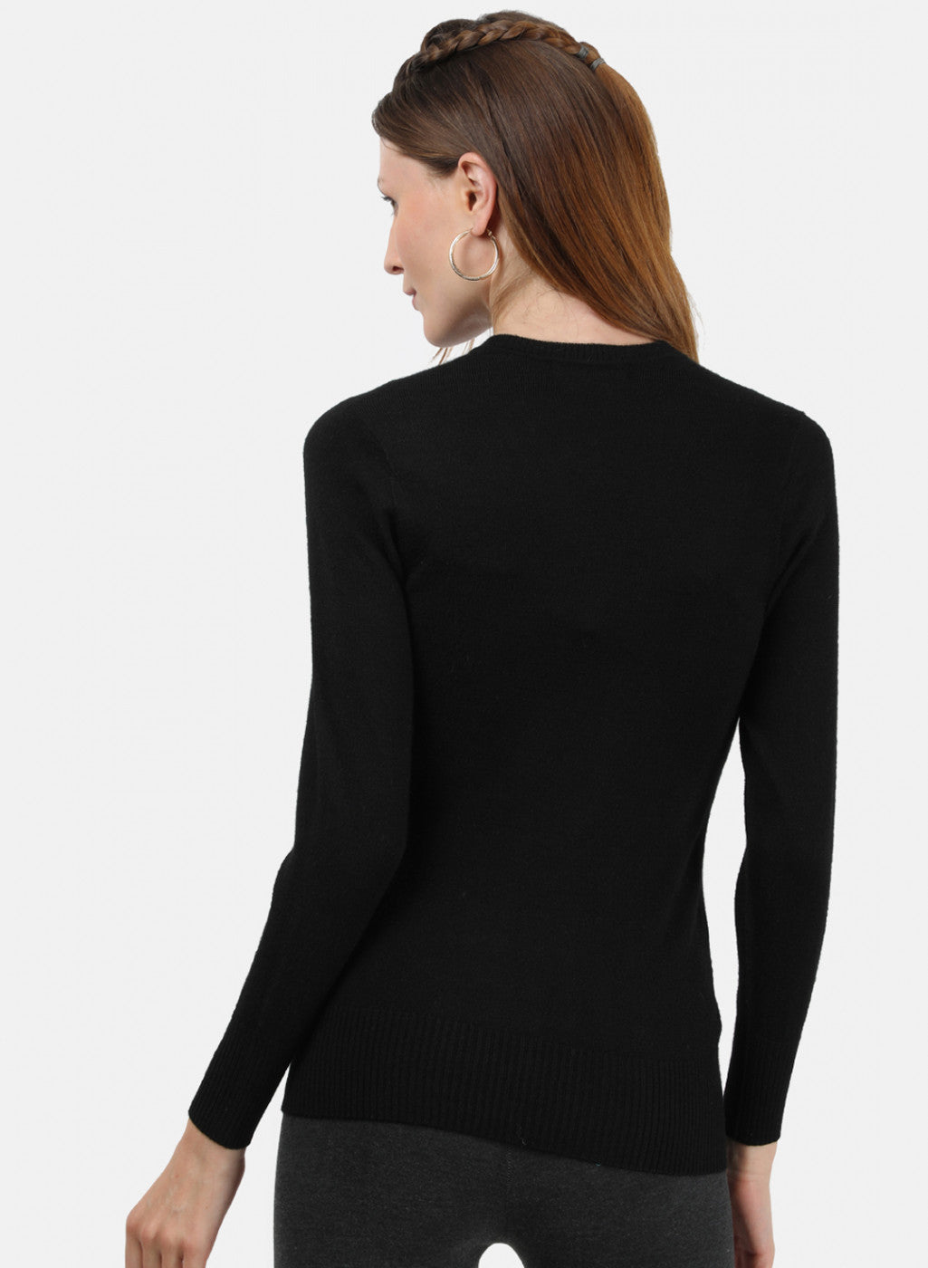 Women Black V Neck Top