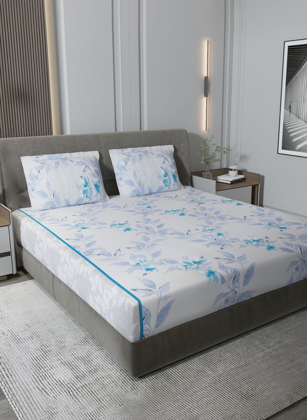 120TC Pure Cotton Queen Bedsheet with 2 Pillow Covers