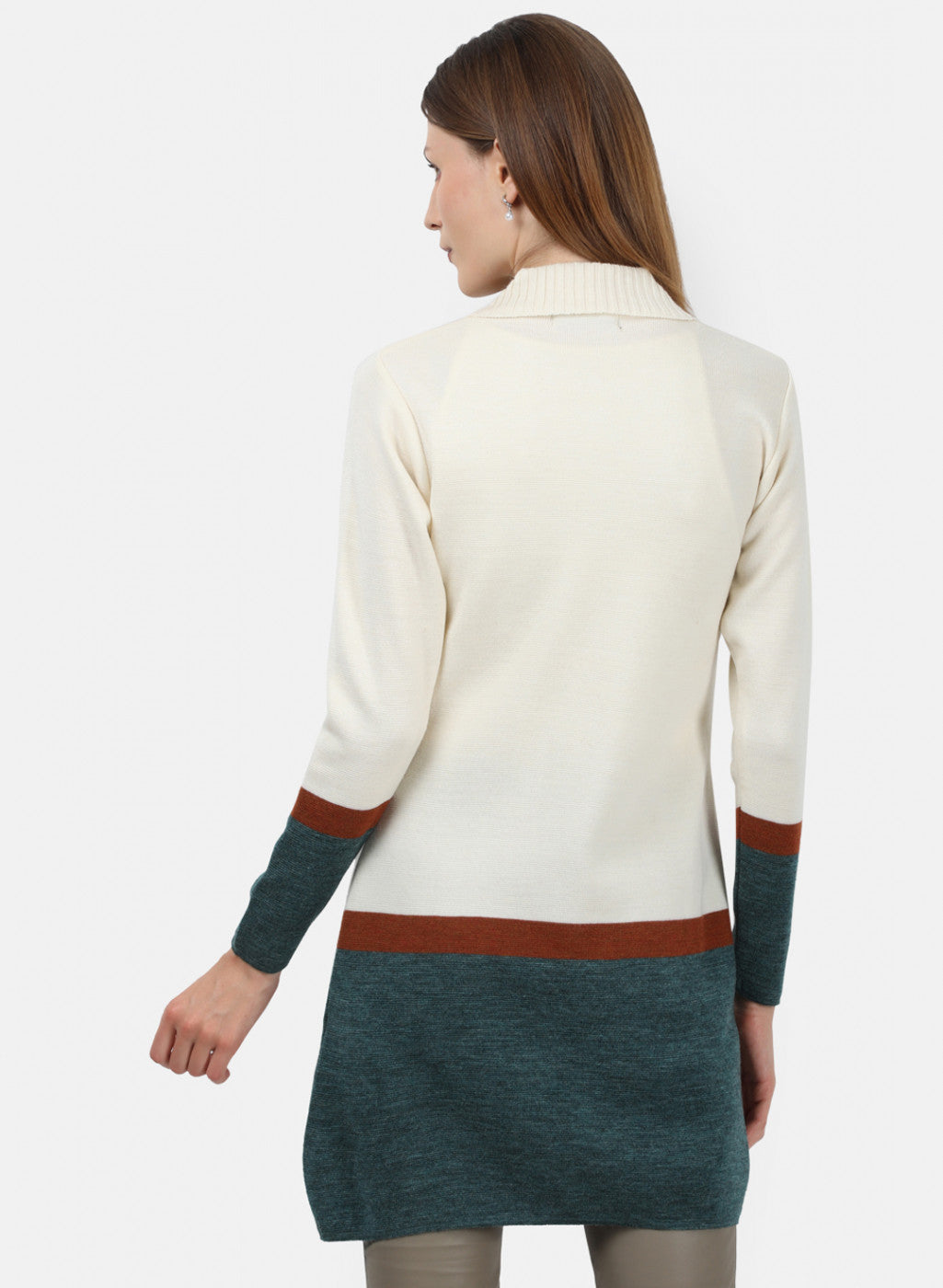 Women Off White Solid Cardigan