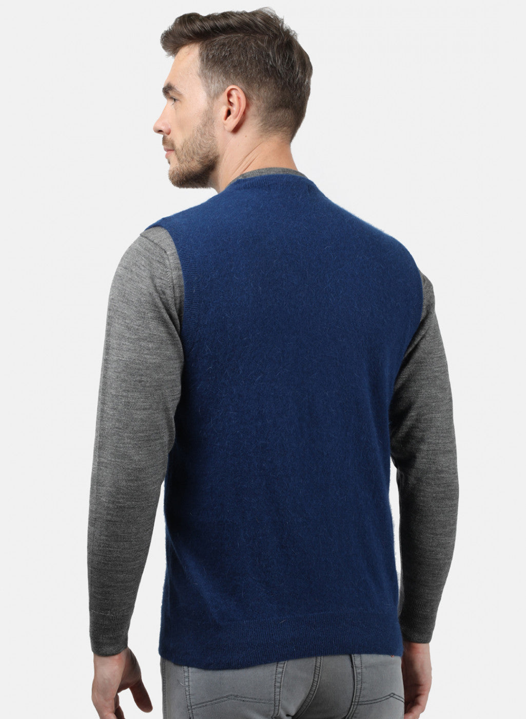 Men Blue Solid Sweater