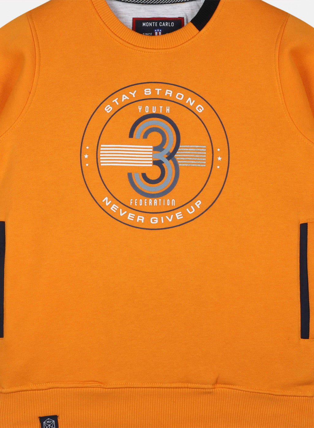 Boys Orange Printed Sweatshirt