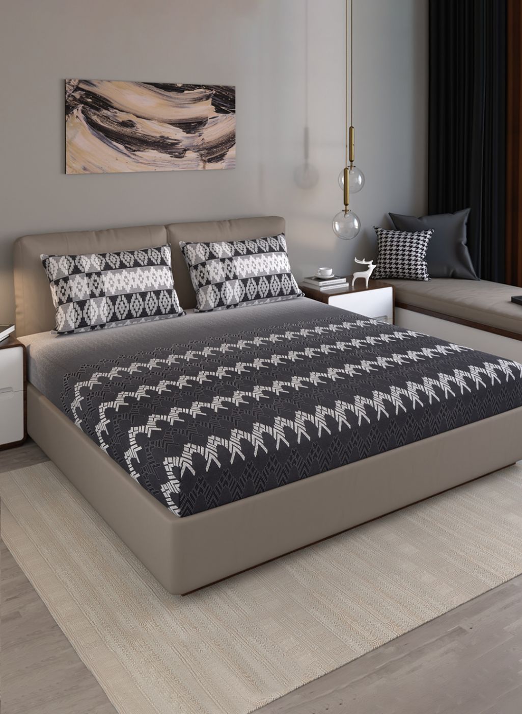 140TC Pure Cotton King Bedsheet with 2 Pillow Covers