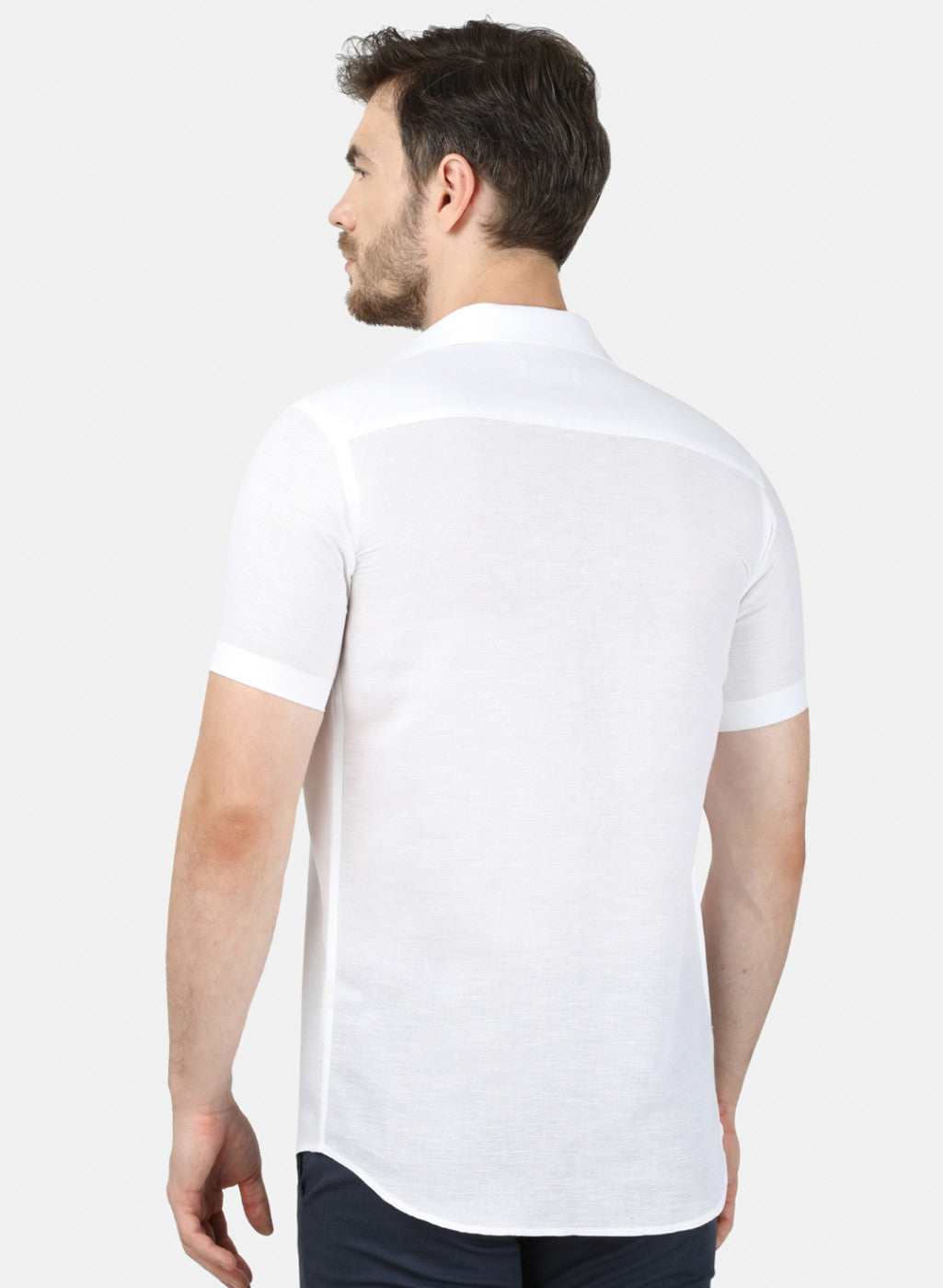 Mens White Solid Shirt