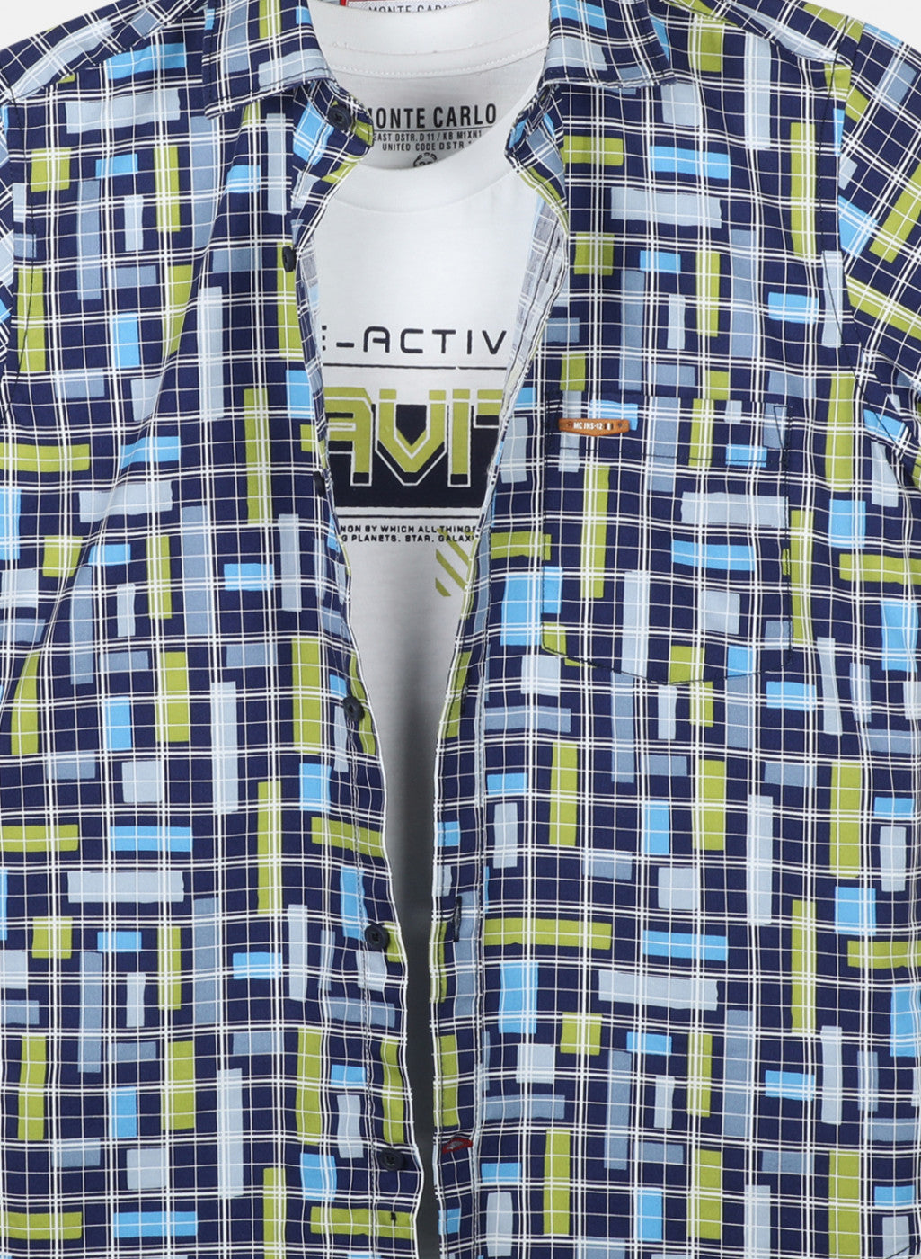 Boys Navy Blue Printed Shirt