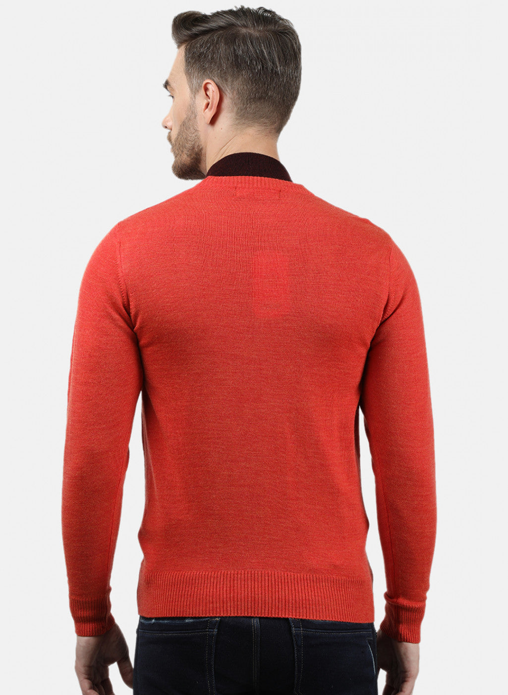 Men Orange Solid Pullover
