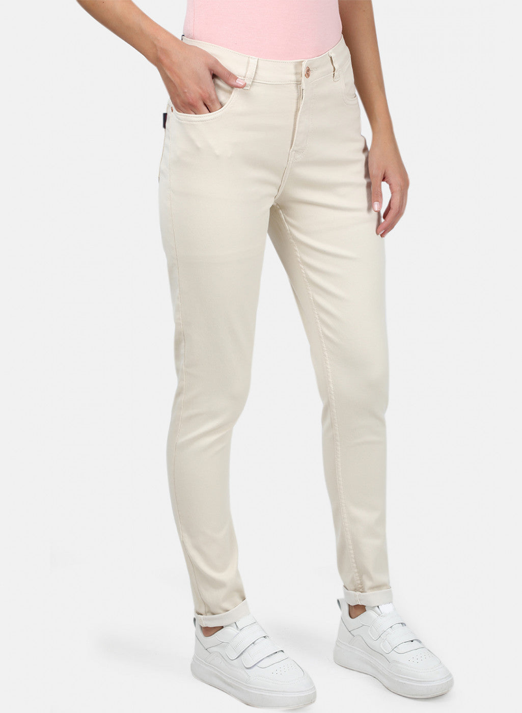 Womens Beige Slim Denim