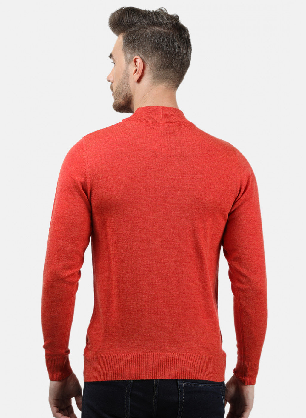 Men Orange Solid Pullover