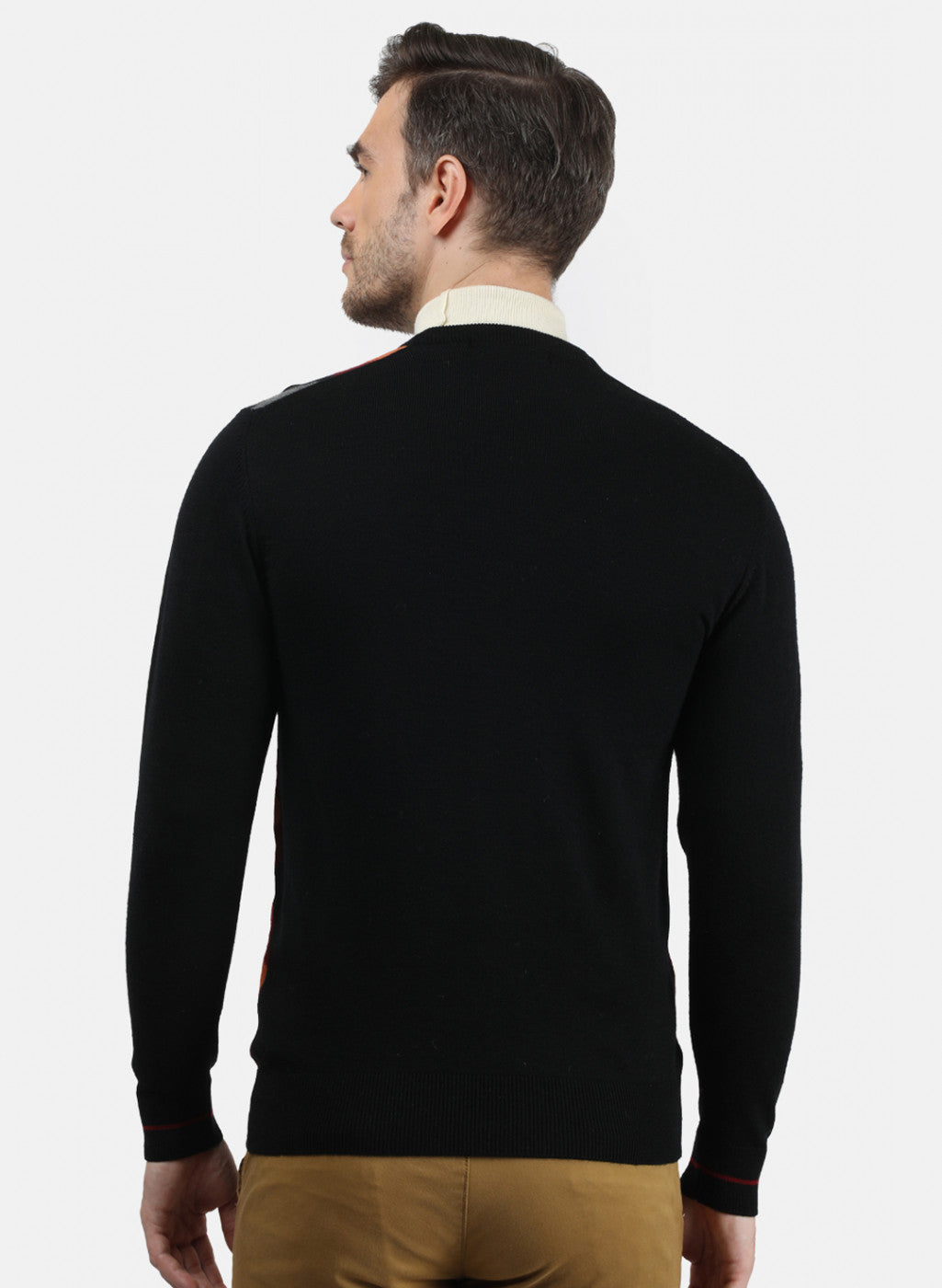 Men Black & Grey Solid Pullover