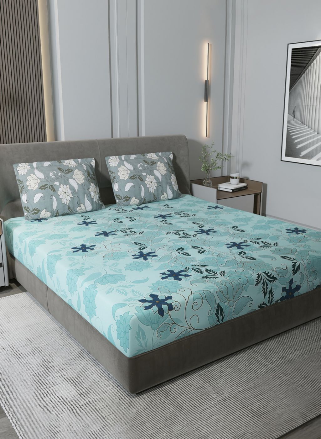 180TC Pure Cotton King Bedsheet with 2 Pillow Covers