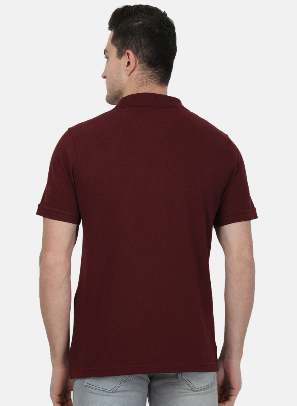 Mens Maroon Plain T-Shirt