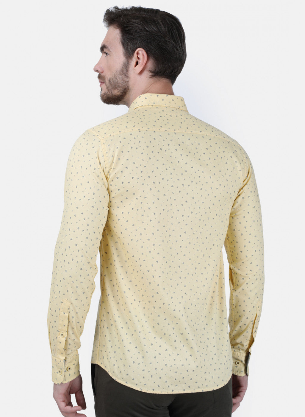 Mens Yellow Printed Shirt
